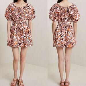 NEW A.L.C. Off The Shoulder Half Sleeve Maya Multi Print Floral Mini Dress